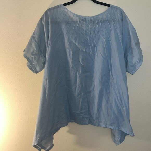 JP and Mattie Anthropologie Cornflower Blue Embroidered Top Lagenlook S - Picture 6 of 13